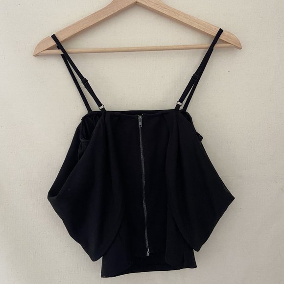 Anthropologie Eri + Ali Black Maria Draped cold off shoulder top - Picture 4 of 5